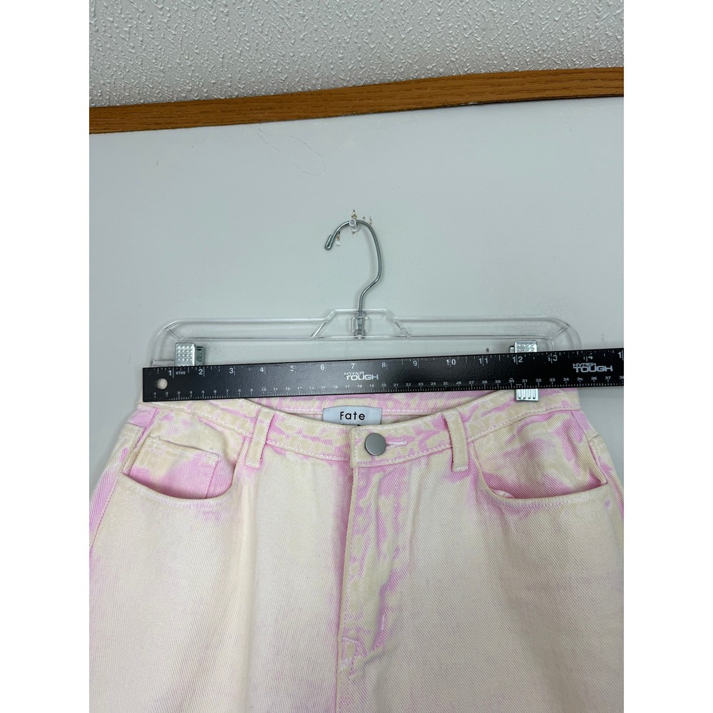 Fate Jeans Women Medium Pink Tie Dye Acid Wash Distressed Raw Hem Straight Leg - Picture 5 of 8